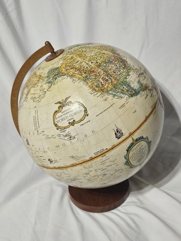 Vintage Replogle 12” World Classic Series Globe Raised Relief Mid-century Map
