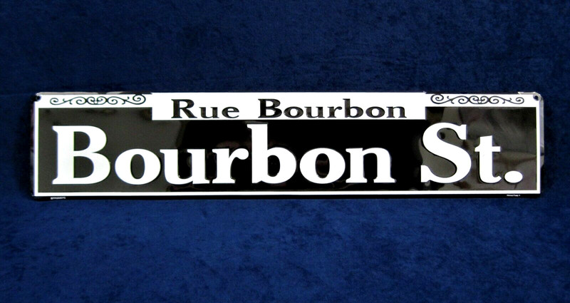 BOURBON STREET -*US MADE*- 24" Embossed Metal - Sign Man Cave Garage Bar Décor gallery