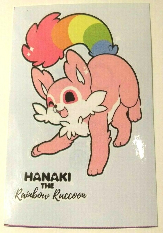 Tasty Peach Sticker Decal Glossy Cute Kawaii Animals Hanaki Rainbow Raccoon