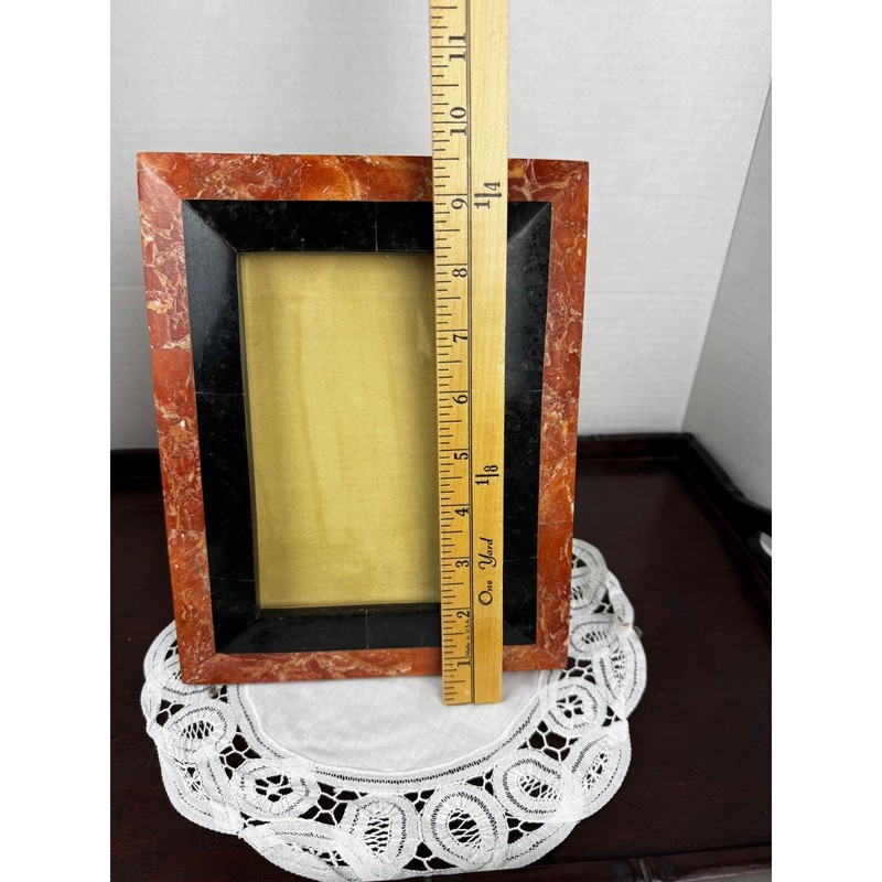 Vintage Marble Stone Pink Red and Black Picture Frame 5x7 Tabletop Decor Classic gallery
