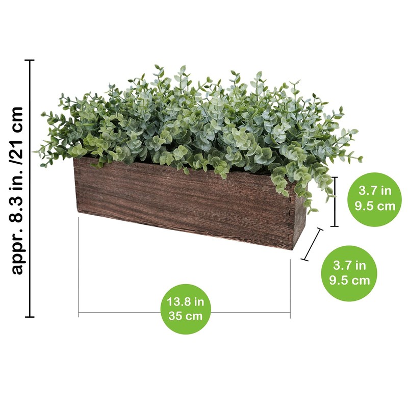 Artificial Eucalyptus Farmhouse Centerpiece Wood Planter Box 16x8x7in Decor gallery