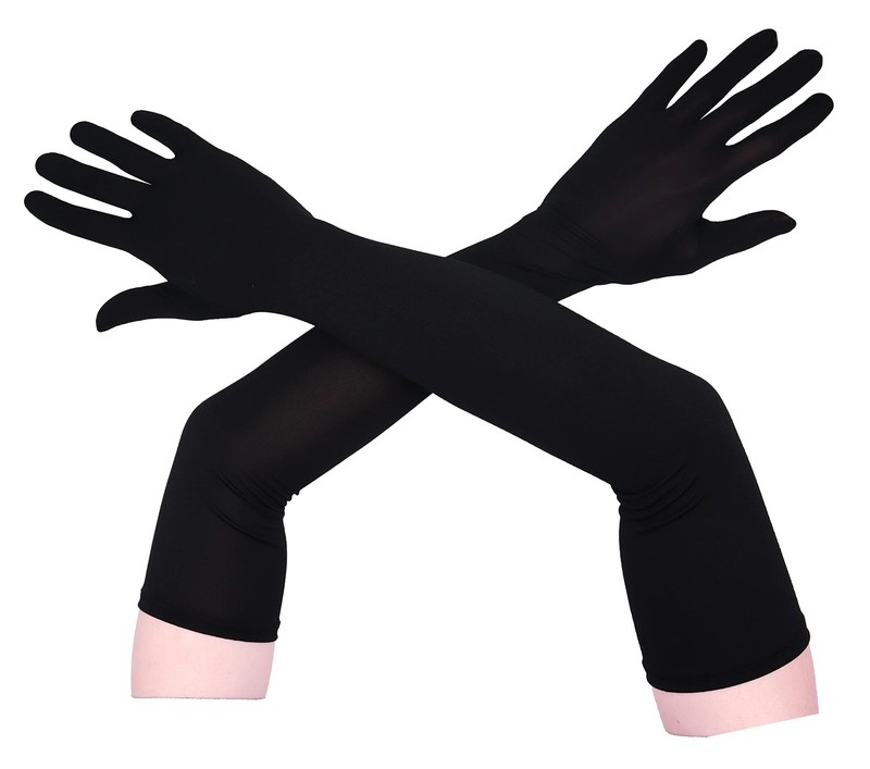 Unisex Adult 22" Super Long Elbow Stretchable Spandex Opera Gloves Black gallery