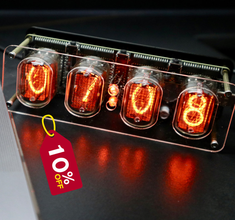 Cyberpunk Soviet IN12 Nixie Tube Clock Retro Original Design Desk Alarm USB-C
