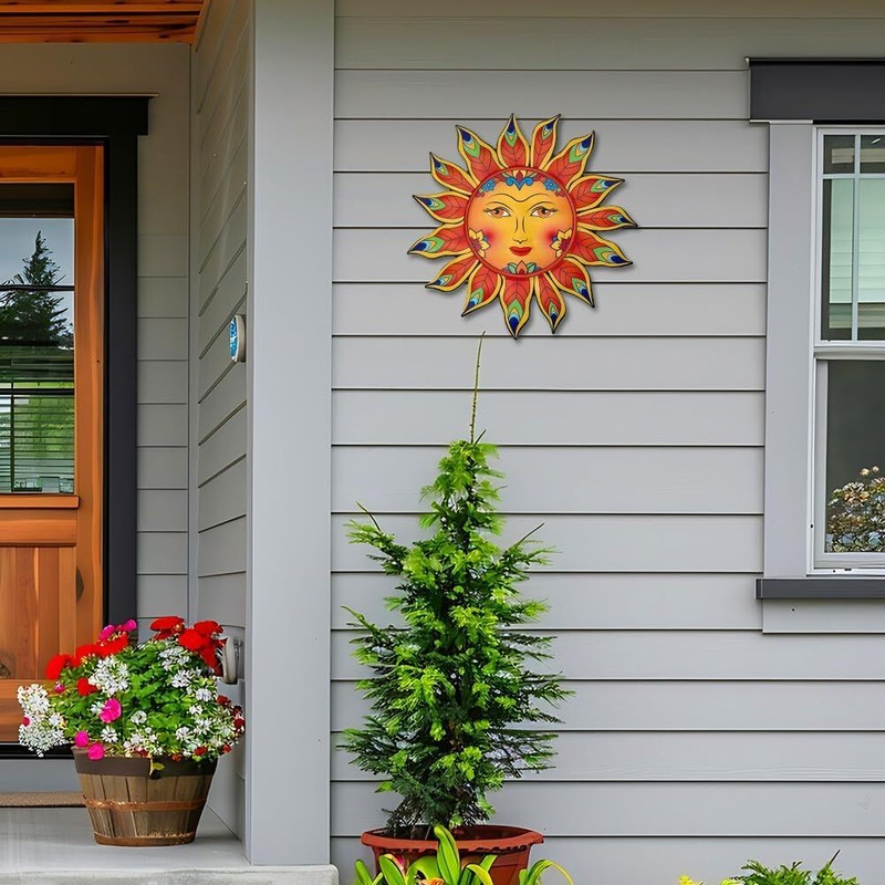 Metal Sun Flower Wall Plaque Decor Hang Art Patio Fence Porch Home Garden Office gallery
