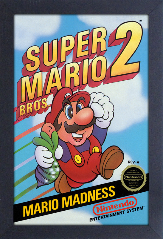 SUPER MARIO BROS 2 VIDEO GAME 12×18 FRAMED GELCOAT POSTER NINTENDO CLASSIC NES!!