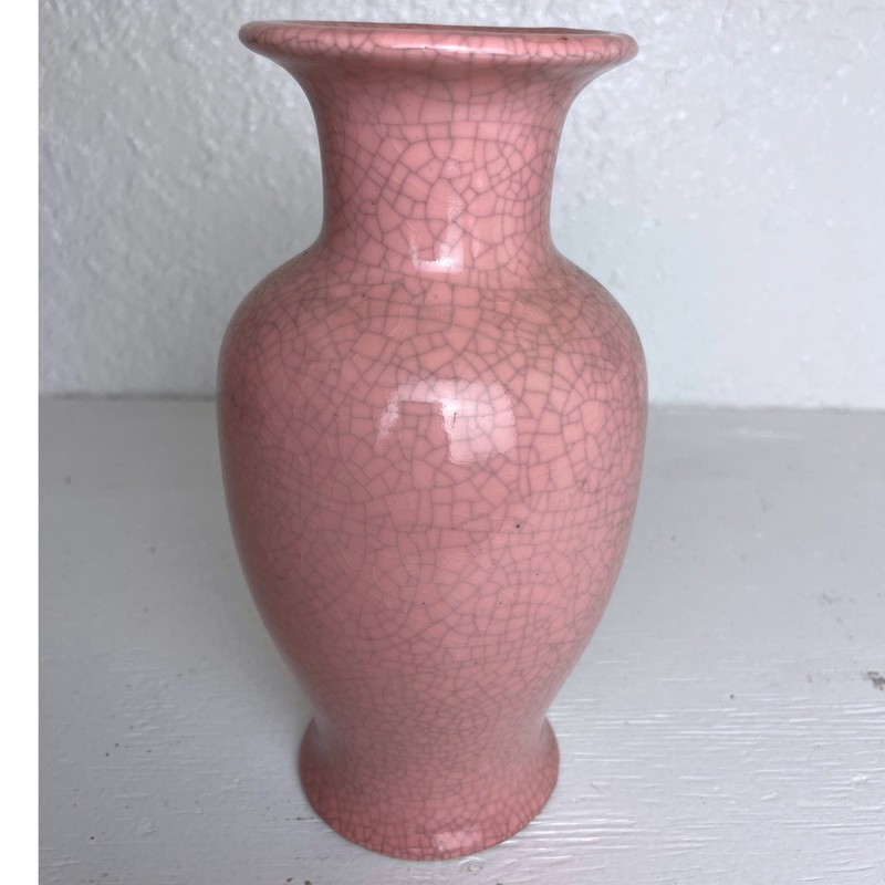Vintage Napcoware Pink Crackle Glaze Ceramic Bud Vase Japan Mid Century Decor