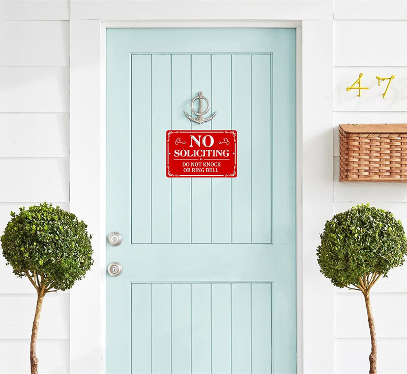 No Soliciting Sign for Front Door, (2 Pack) Self-adhesive , 9 x 6 inches Aluminu gallery