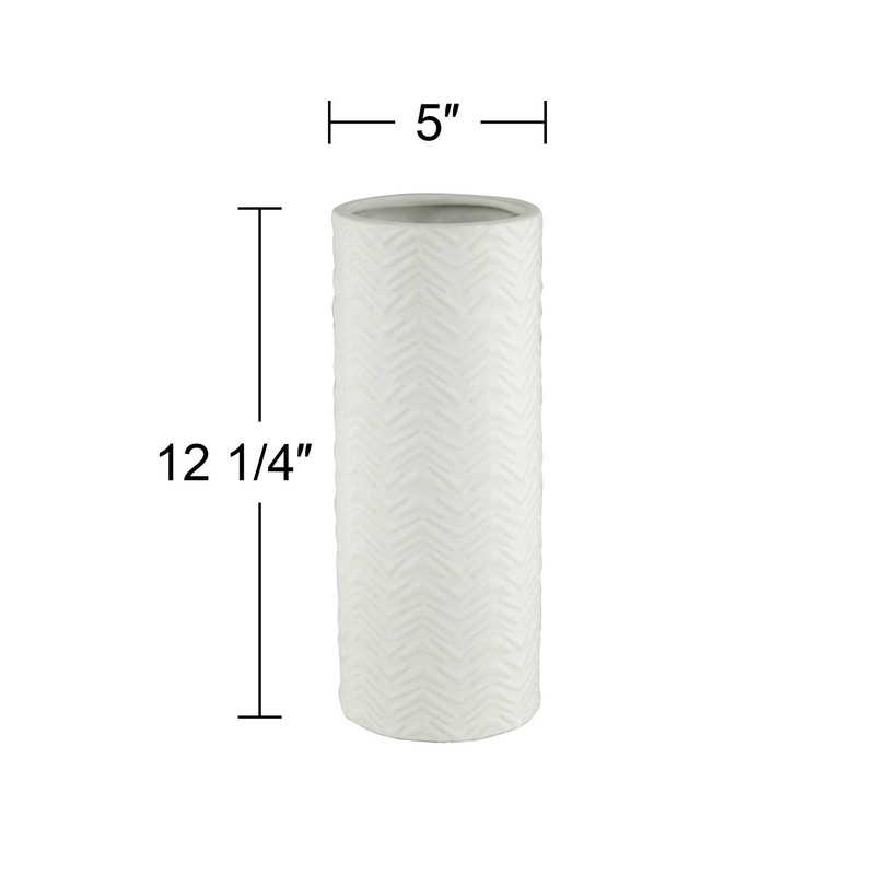 Studio 55D Column 12 1/4" High Handcrafted Modern White Porcelain Vase gallery
