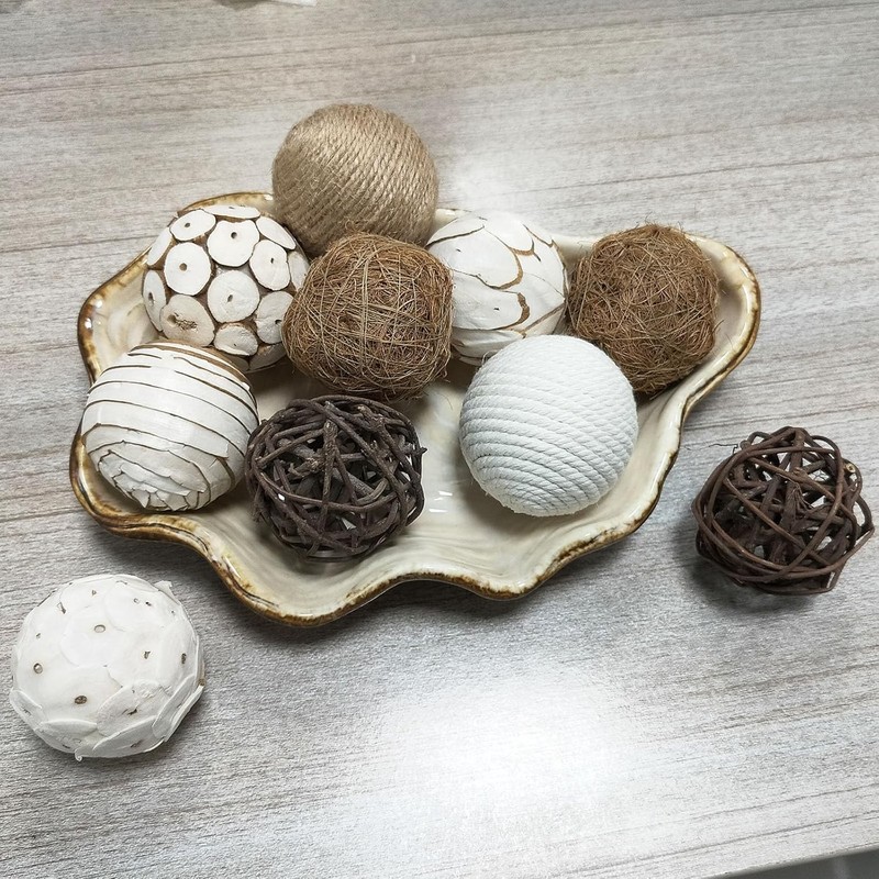 Decorative Balls for Bowl Centerpiece, Rattan Woven Vase Orbs Spheres Filler