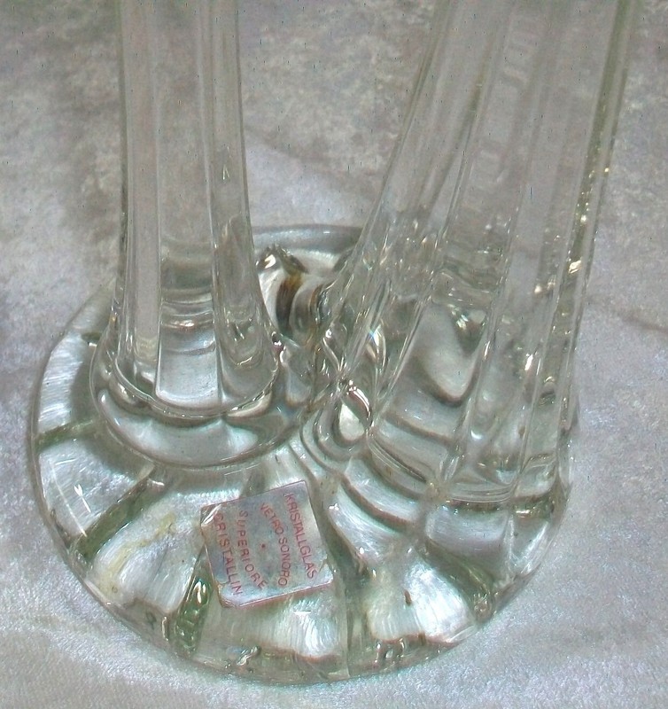 Vintage Mid Century MCM Clear Crystal Glass Double Long Stem Rose Bud Vase Italy gallery