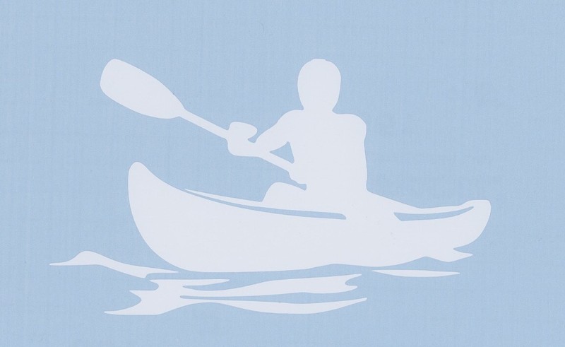 1 Kayak Decal Sticker 6″ White Canoe Kayaking Decals Truck Car Trailer