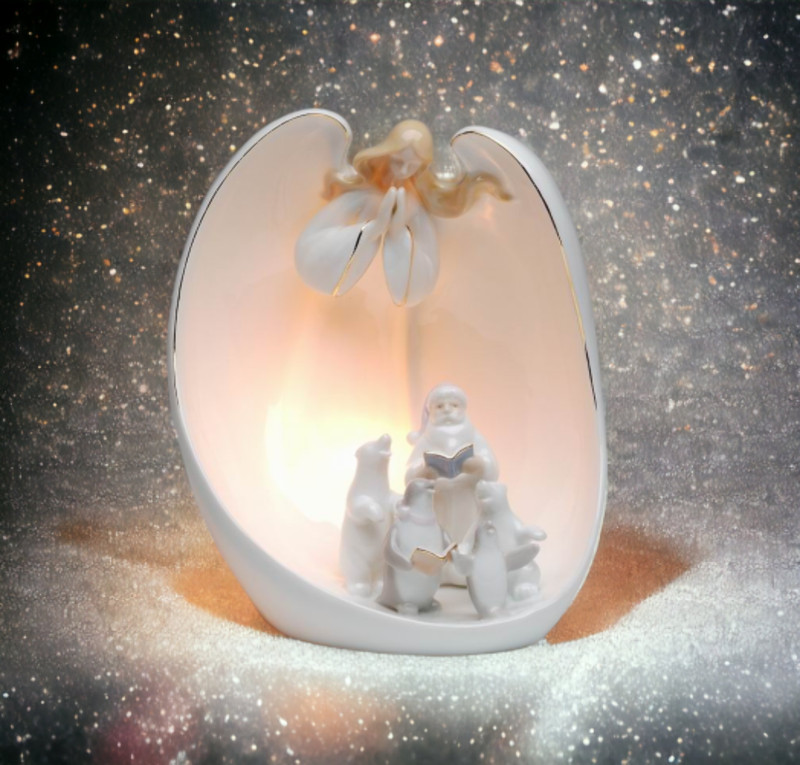 Ceramic Guardian Angel Christmas Carols Night Light, Home Décor, Gift for Her, G