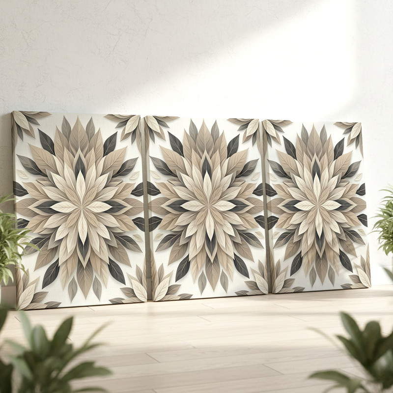 3 Pieces Neutral Toned Large Wall Art Canvas Set for Living Room Set Of 3 gallery