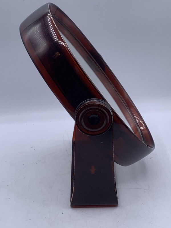 Vintage Double Sided Brown Tortoise Shell Swivel Magnifying Make-Up Oval Mirror gallery