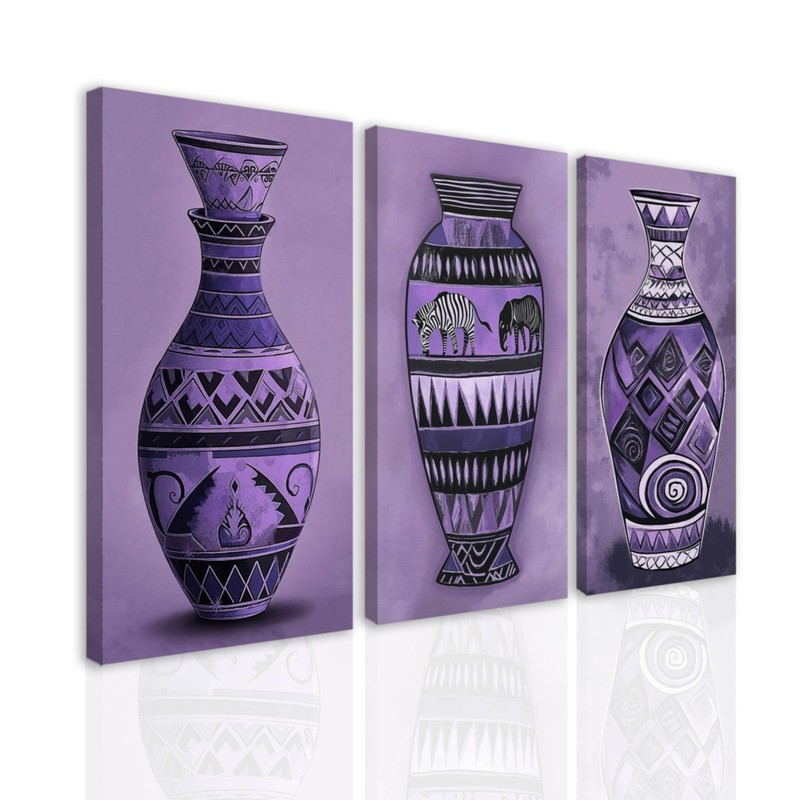 African Wall Art Set of 3 Purple Decor for Living Room Bedroom Home Decor Fra…