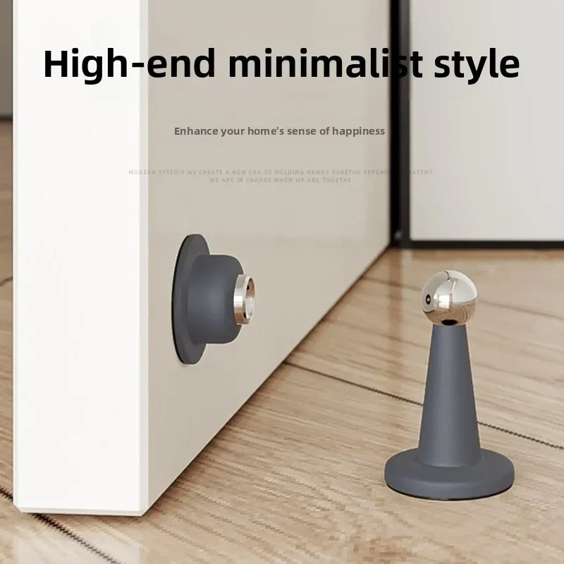 1pc No Drill Silicone Door Stopper Strong Suction Floor Protector - NEW gallery