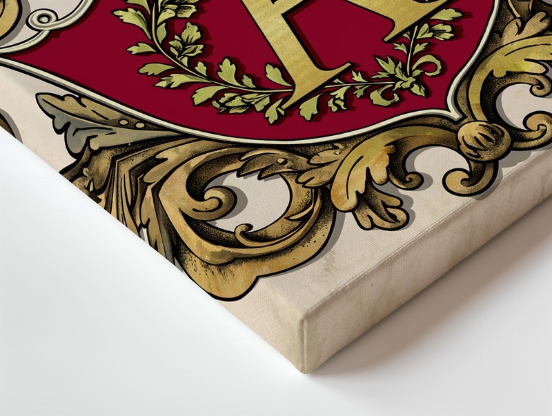 Lavish Heraldic Crest Prominently Features A Golden Letter "a" At Its Wall Art gallery