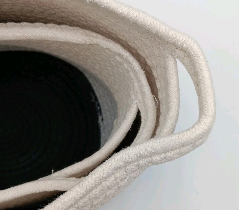 Cotton Woven Rope Baskets With Handles 6X12” Set Of Two gallery