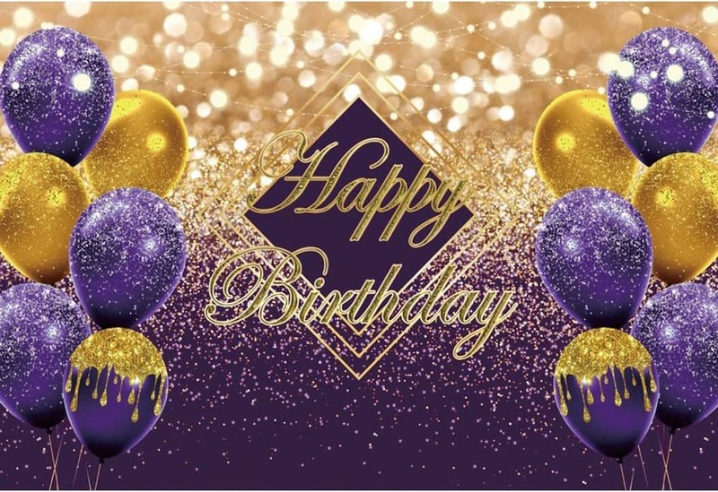 Renaiss 7x5ft Violet Happy Birthday Backdrop for Photoshoot Kids Men Women Po…