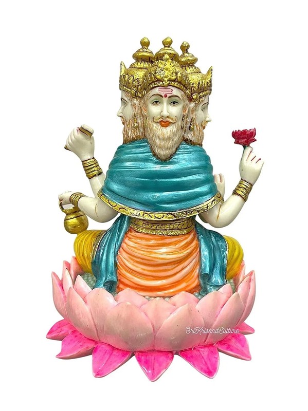 Handcrafted Brahma Dev Idol Four Faced Sculpture Figurine Statue 8'' gallery