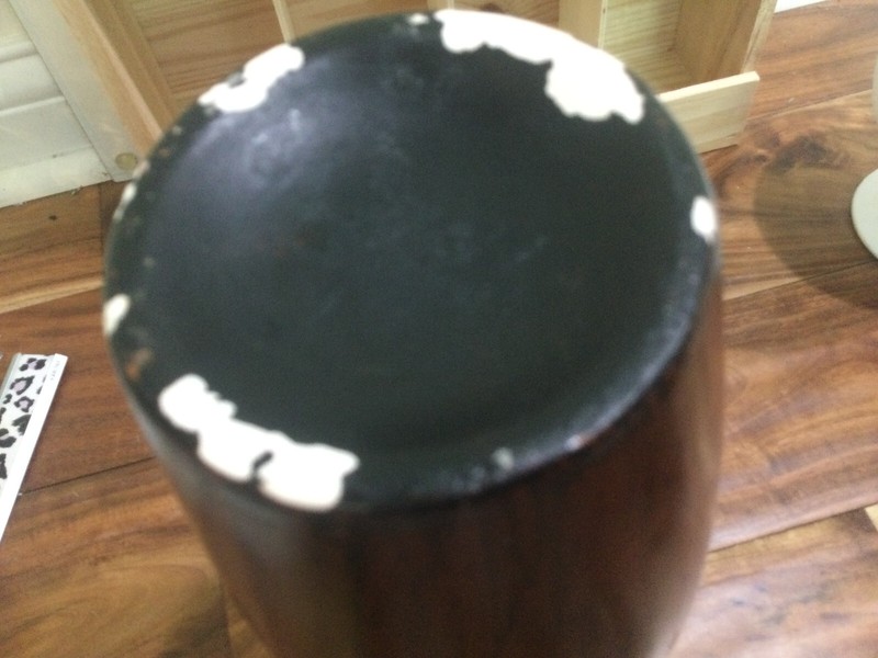 Ceramic Gourd neck potter vase brown woody glaze 12" tall some paint chips bas gallery