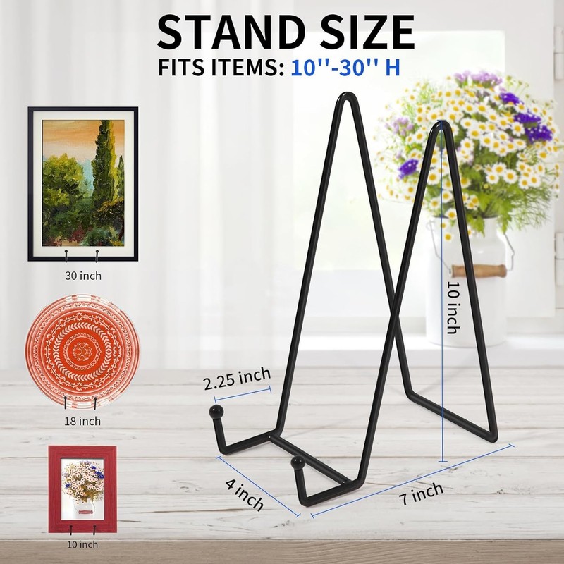 Lightweight 10 Inch Black Metal Easel Stand - 3 Pack for Decorative Displays gallery