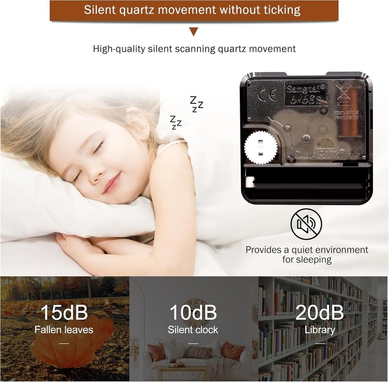Decorative 14 Inch Wooden Wall Clock with Non-Ticking Mechanism for Quiet Spaces gallery