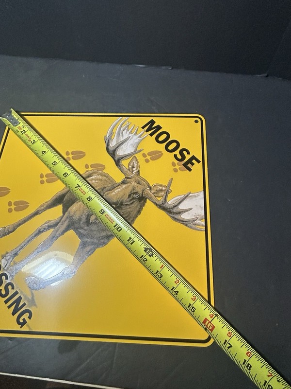 Crosswalks Metal Moose Crossing Alaska Tin Sign Man Cave Display 16.5X16.5 gallery