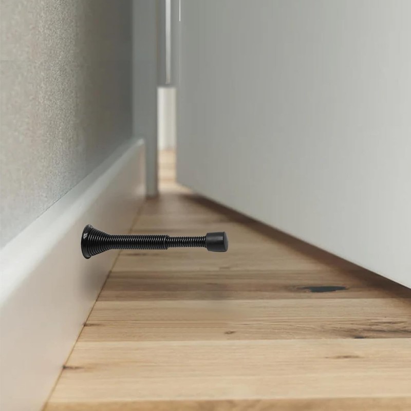 6 Pack Spring Long Door Stopper 3-4 Inch Black Door Stops, Stainless Steel, W... gallery