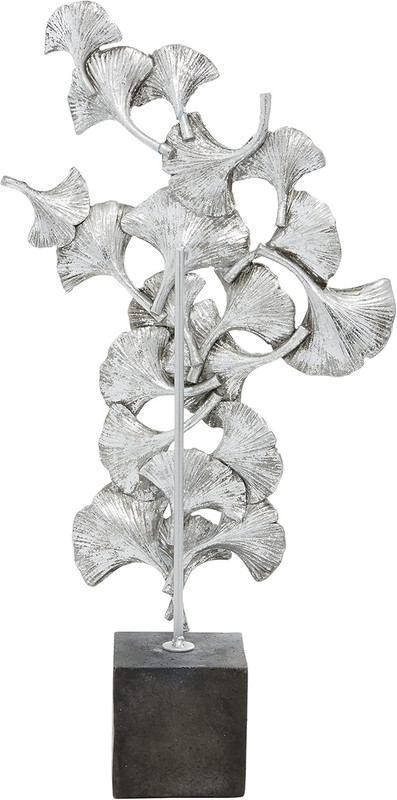 Polystone Floral Decorative Sculpture Home Decor Statue with Black Block Base, A gallery