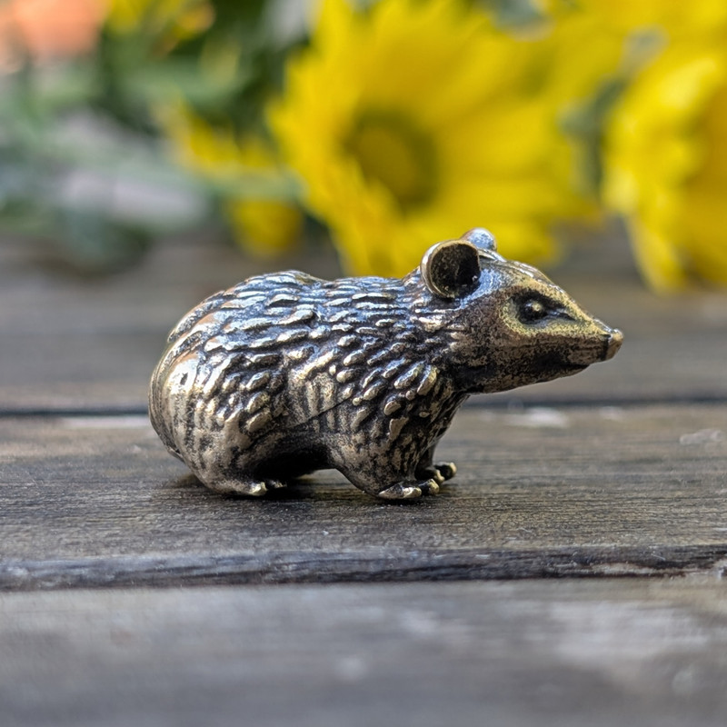 Opossum Figurine Miniature Wildlife Decor Trash Panda Friend Solid Brass Animal gallery