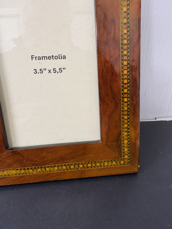 Natalini PICTURE FRAME 3,5" X5 5 "Photo LIGHT & DARK WOOD Border ITALY Marquetry gallery