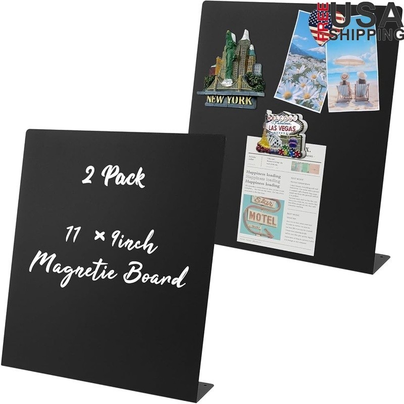 2 Pack Magnetic Board Magnet Board Metal Magnetic Bulletin Board Display Stand