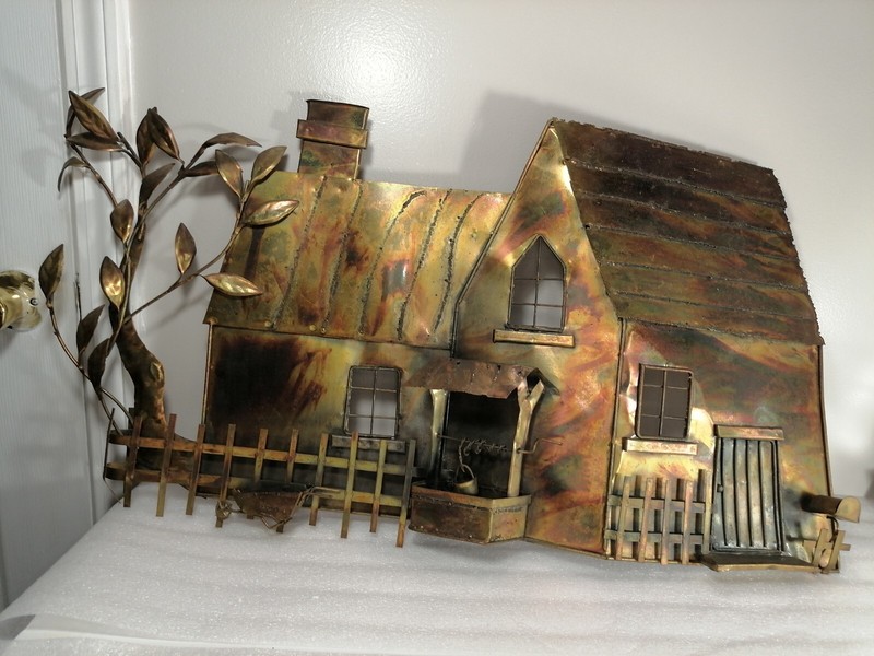 Unique MCM Brutalist Metal FarmHouse Wall Decoration，1950s Curtis Jere Style gallery