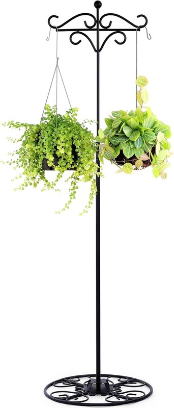 34-55 Inch Adjustable Shepherds Hook with Base Indoor/Outdoor Bla gallery