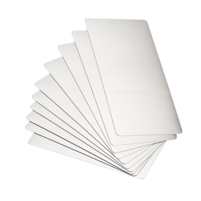 Metal Business Card 100x50x0.4mm Brushed Silver Plate 15pcs
