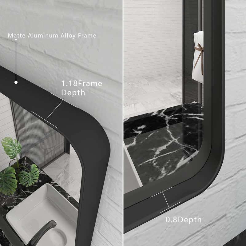 Charmor 24X36 Inch Black Framed Mirror For Wall Matte Black Bathroom Rectangle gallery
