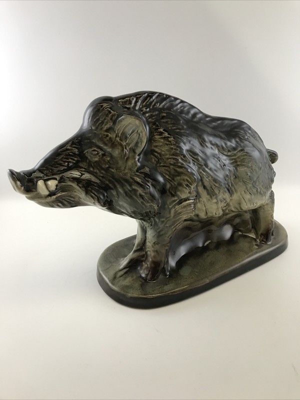 Boar Saint-Clément - Large Vintage Ceramic Statue 30cm - France gallery