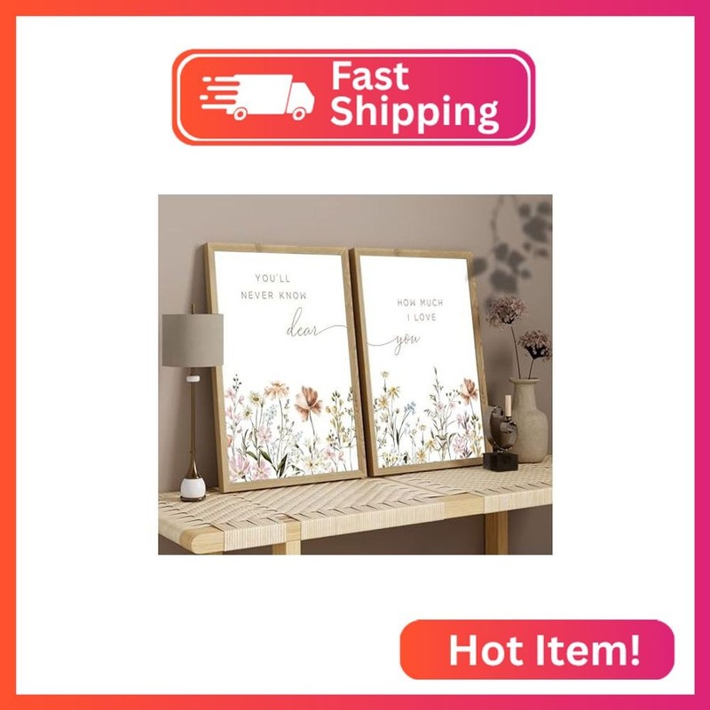 libitea 2 Pcs Wildflower Nursery Wall Art Flower Botanical Sentence Poster Paint gallery
