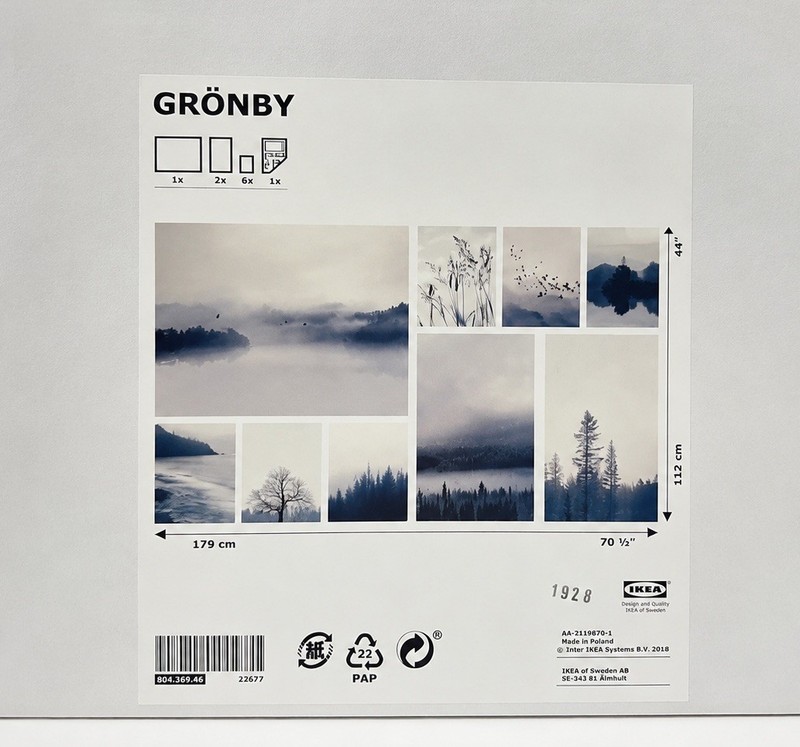 IKEA GRONBY 9-Piece Blue Landscape Wall Art Gallery Set, 70 1/2 x44” Decor NEW