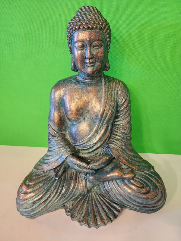 Regal Art & Gift 16″ Buddha Statue Resin Home Garden Copper Patina