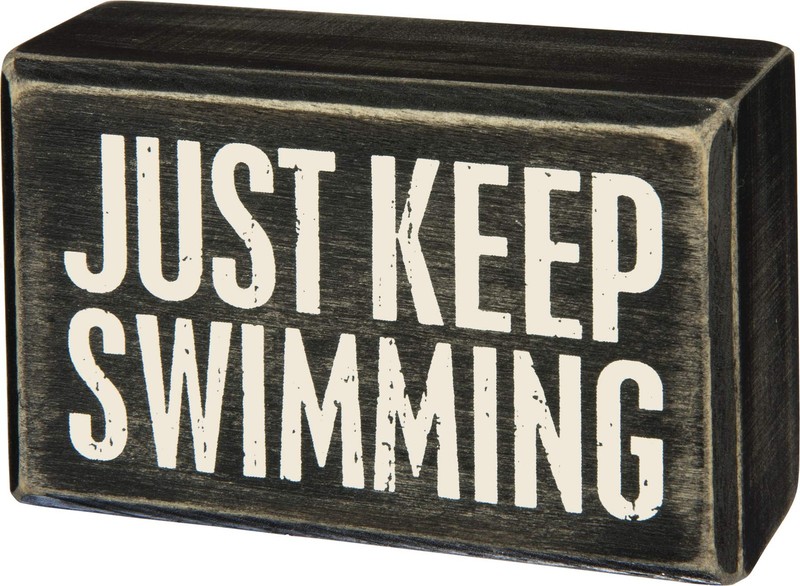 Primitives by Kathy Classic Box Sign, 4″ x 2.5″, x Black and White