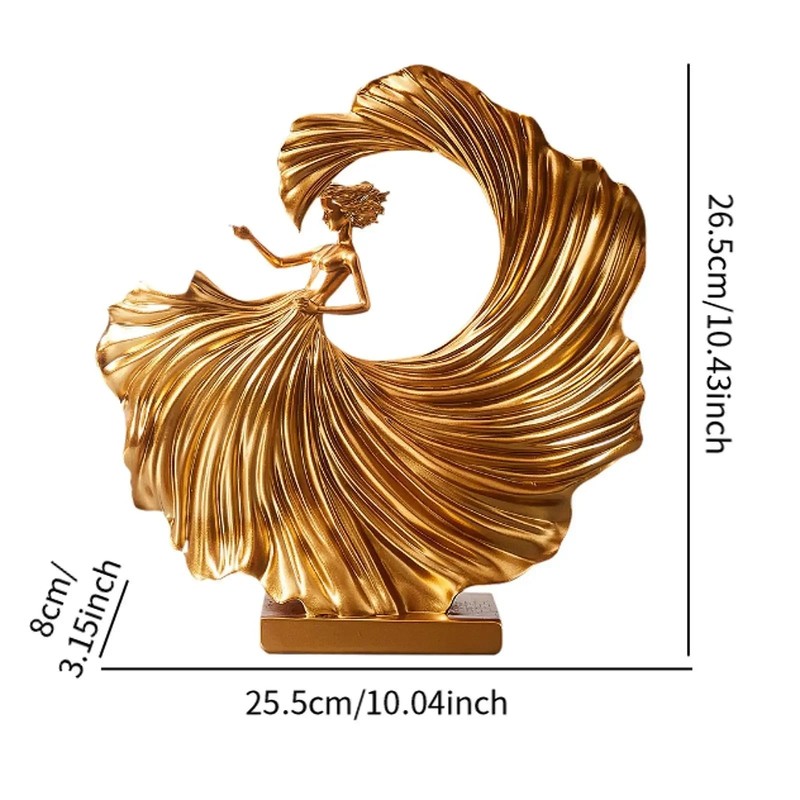 House of Avana Gold Resin Ballet Dancer Elegant Modern Home Decor Statue gallery