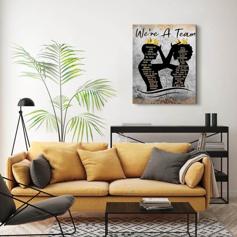 African American Wall Art Black King and ​Queen Wall Art We're A Team Insp gallery