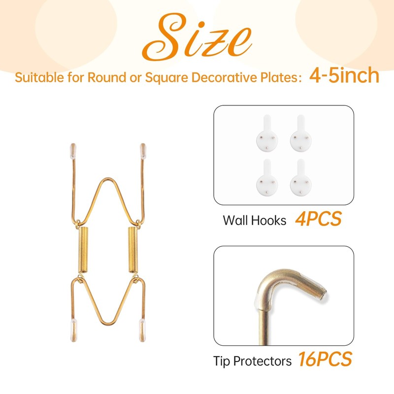 4 Pack Plate Hangers for the Wall, Suitable for 4-5 inch Art Plate, Stainless... gallery