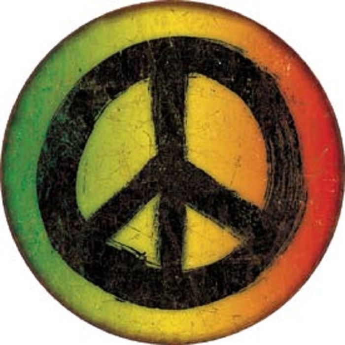 RASTA PEACE SIGN ROUND ALUMINUM SIGN