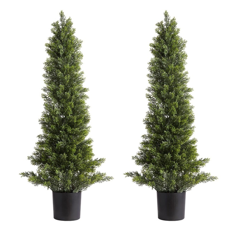 36in 2Pack Faux Topiary Trees Soft Touch PE Leaves Perfect for Garden Event