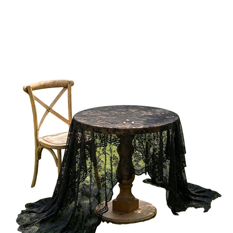 Elegant Lace Tablecloth Floral Pattern Polyester 135x100cm and 135x135cm Sizes gallery