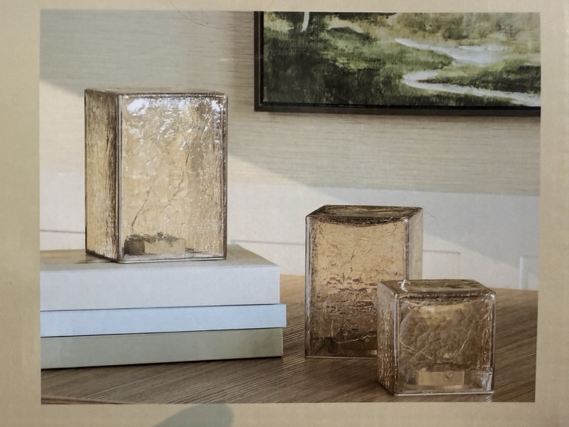 Evergreen, 3 Pk - LED Glass Cubes Towers | Hand-blown Glass gallery