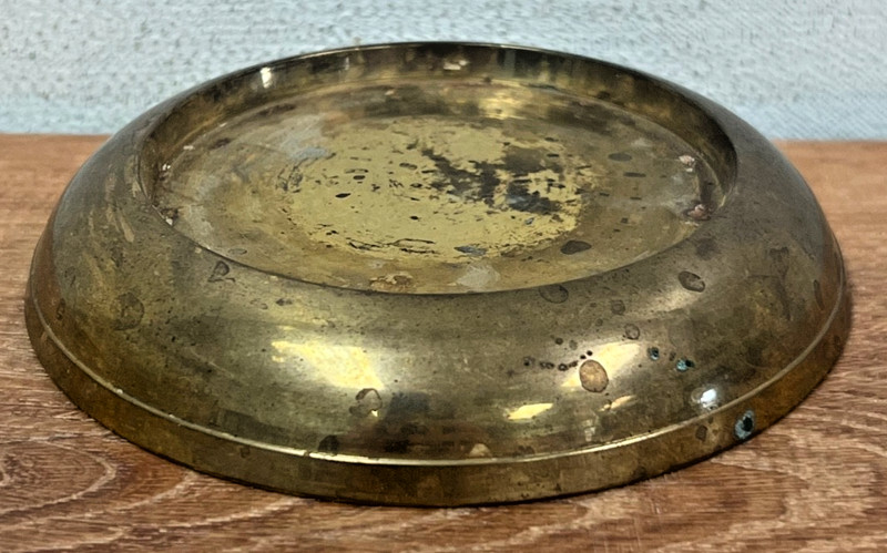 Heavy Weighted Pillar Candle Holder Plate Aged Brass Bronze Tone Finish India